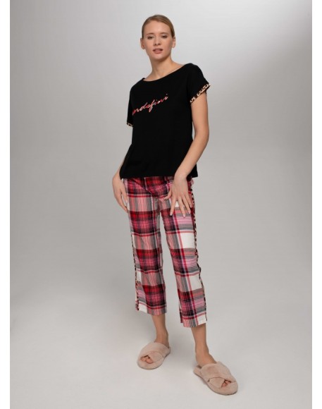 Пижама женская (Футболка+брюки) Indefini 552000-2271TBC